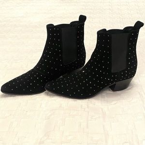 YSL Saint Laurent Women's Black
Suede Studded Ankle Boots